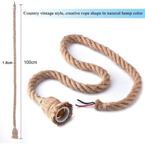 Lampe suspendue - KOA - Corde de chanvre - Style industriel - E27 - Tête simple (1/4)