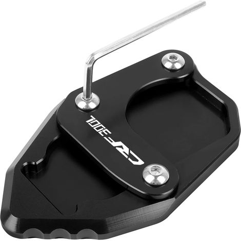 (Noir avec logo) Compatible avec HONDA CRF 300L CRF300L CRF300 Rally 2020 2021 2022 Moto Extension de béquille latérale CNC, support de béquille maxpower (1/4)