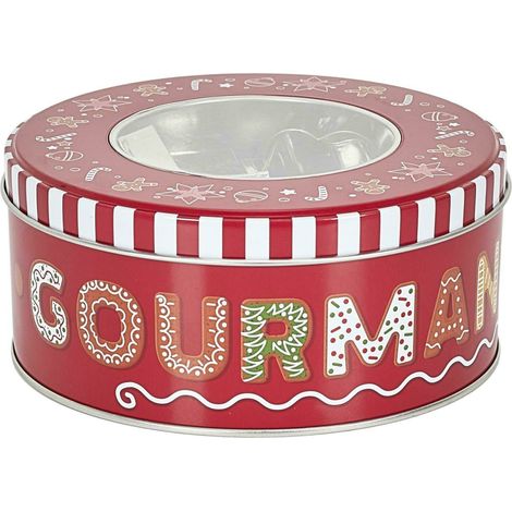 Boîte de Noël en métal avec emportes pièces MES PETITES GOURMANDISES rouge (1/5)