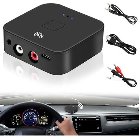 Récepteur NFC Bluetooth 5.0 : adaptateur audio Bluetooth pour chaîne stéréo, récepteur adaptateur audio sans fil HiFi avec prise jack AUX 3,5 mm pour les produits numériques dotés de la fonction Bluet (1/5)