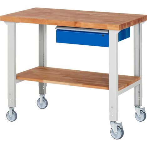 Rau Fahrbare Werkbank höhenverstellbar 7001A7, B1250xT700xH950-1000mm (1/5)