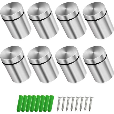 tornillos de acero inoxidable para publicidad, soportes para vidrio, soportes para montaje y fijación de vidrio (plateado, 18 x 26 mm) (1/5)