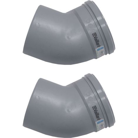 Vaillant Curva a 45 gradi (2 pz.) per tubo di scarico fumi rigido DN 130, PP, 0020042766