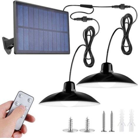 Lámparas colgantes solares LED para exteriores con sensor de movimiento ajustable alimentado por energía solar y control remoto, resistentes al agua IP67, para garaje, cenador, cobertizo, campamento, (1/4)