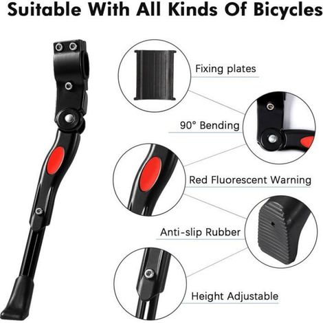Béquille Vélo - Alliage D'aluminium Réglable - Pour Vtt Route Cyclocross 700c - Hauteur Ajustable Par Incréments De 50 Mm - 1 Pièce (1/4)