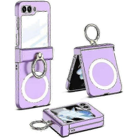 Étui Magsafe Z Flip 5 (violet), étui de protection magnétique fin pour Samsung Galaxy Z Flip 5 avec support anneau