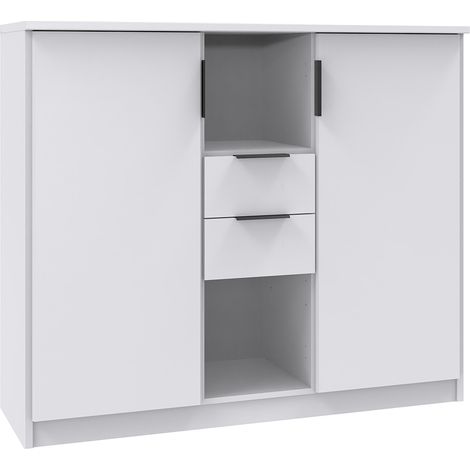 Jugendzimmer-Kommode 122 cm breit in weiß, 2 Schubladen, 2 Türen NOLI-43