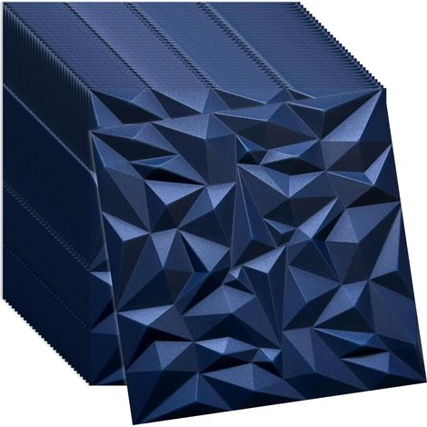 Panneaux muraux et plafond 3D bleu VERDICO 50x50 cm – polystyrène décoratif, lot 32 pièces (8 m²)