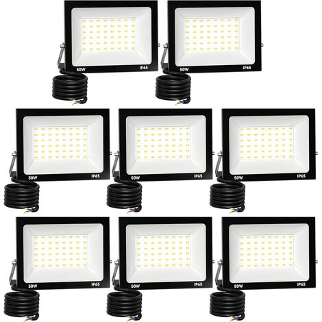 8 Pack Projecteur LED Extérieur 50W 5000 lúmenes 3000K Blanc froid Spot LED Eclairage IP65 Étanche Projecteur Extérieur Eclairage de Sécurité Floodlight pour resistente al agua (1/5)