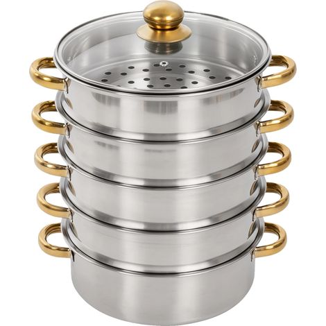 Cuit-vapeur, 5 niveaux, capacité de 9L, Argent (1/2)