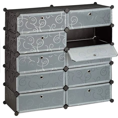 Zapatero estante mueble almacenaje 10 taquillas 20 pares 90 cm negro 1300016333 (1/4)