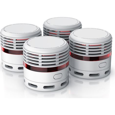 Brandson 4x Rauchmelder Mini - 10 Jahre Batterie - Lithium Ionen Batterie 1500 mAh - Lautstärke 85 db - LED Indikator - Prüftaste (1/5)