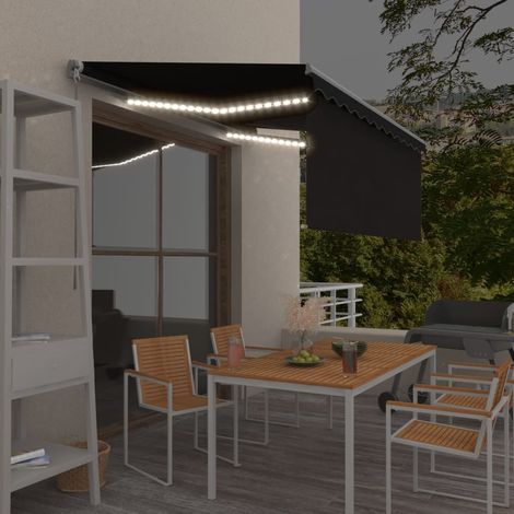 Markise Anthrazit - vidaXL Markise Manuell Einziehbar mit Rollo & LED 3,5x2,5 m Anthrazit - Markise mit Rollo (1/5)