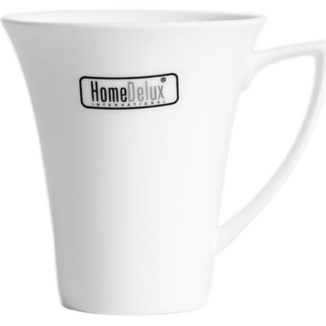 Taza de porcelana Quatre HomeDelux de 320 ml, blanca, elegante, para café o té. (1/2)