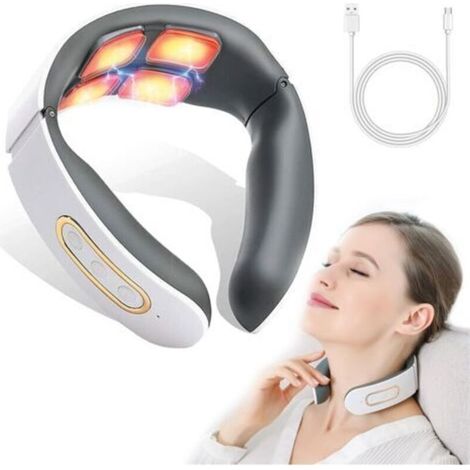 Masseur Cervical.6 Modes 9 Niveaux Massage de cou Electrique Intelligent.Massage à Impulsions sur 4 Têtes et Fonction de Chauffage à Température Constante pour Un massage Précis Au Bureau et à Maison