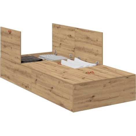 Maison Exclusive - Struttura letto con contenitore Rovere artigianale 90 x 200 cm