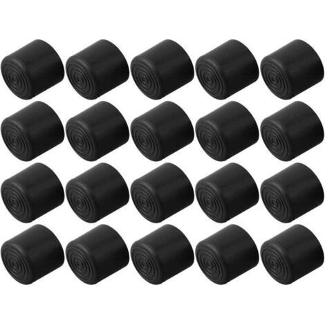 Pack de de 20 embouts de chaise en caoutchouc pour pieds de table de sol, XU, évite les rayures, Matériau PVC noir (22 mm) - (1/4)