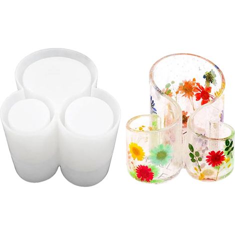 Molde para caja de almacenamiento, diseño de tres compartimentos, ideal para manualidades con resina, color blanco. (1/2)