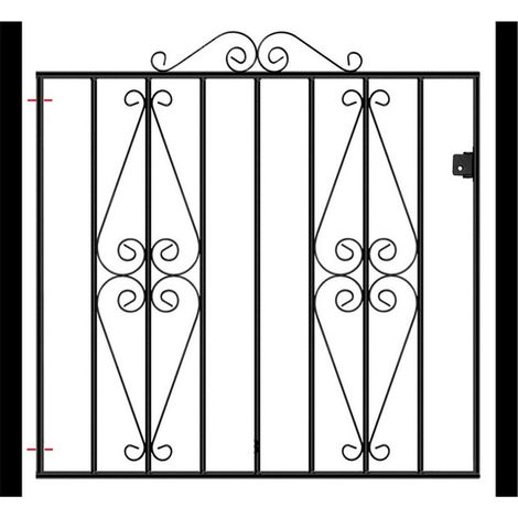 Stirling Scroll Low Flat Top Single Gate - Solid Steel - Fits Gap of 1067 mm x 914 mm High - Electro Galv./Black Powder Coated