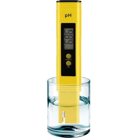 Numerischer pH-Wert für Wasser – Vorkalibriert, höchste Präzision ±0,01, Strand 0–14 pH – Format für Wasserflaschen für Trinkwasser, Schwimmbad, Aquarium und Hydrokultur (Gelb) (1/5)