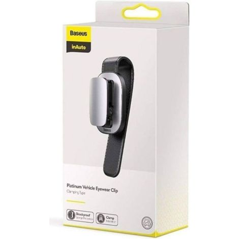 Clip pour Lunettes - Baseus - Platinum - Argenté - Pratique - Fixation Solide (1/5)