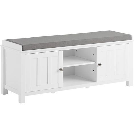 SoBuy Wooden Hallway Shoe Storage Bench, White, FSR35-W