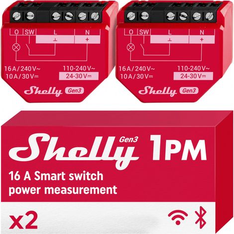 Smart-Schalter Shelly 1pm gen3 16A WLAN Bluetooth