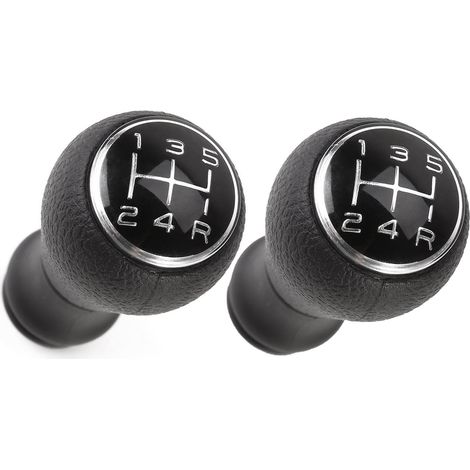 Pomo de cambio de marchas genérico de 5 velocidades - Compatible con Peugeot 106, 107, 205, 206, 207, 306, 308, 309, 405, Partner y Citroën C1, C3 y C4 - ABS de alta calidad y cuero - 2 unidades