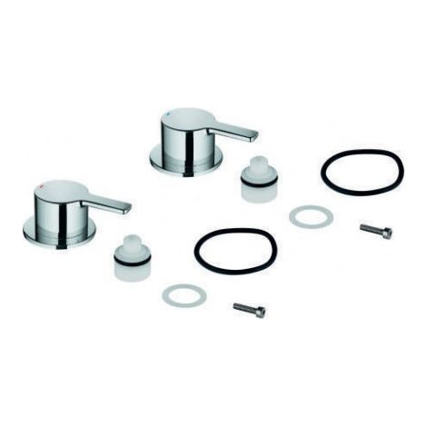 GROHE 48357000 Paire de poignées 48357 marquage bleu/rouge pour Lineare chromé (1/3)