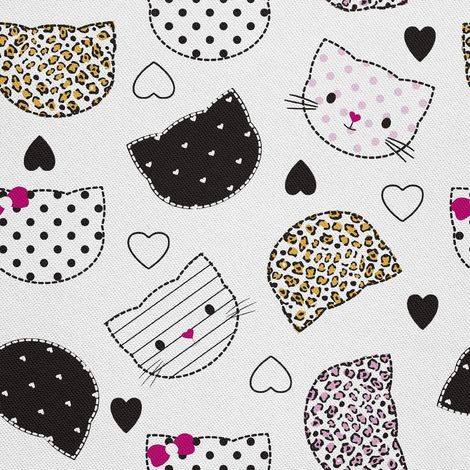 Tissu d'extérieur décoratif Oxford - Motif tête de chat avec motifs I DX596 (1/5)