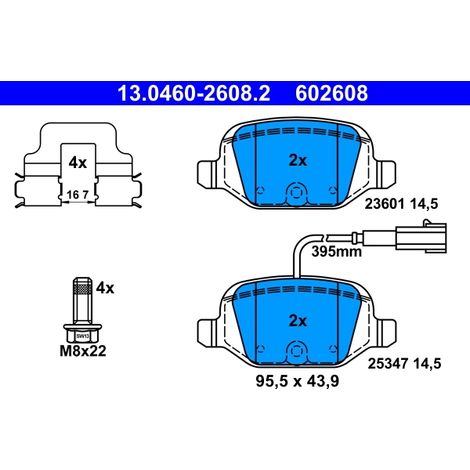 Kit de plaquettes de frein, frein à disque ATE 13.0460-2608.2 ABARTH 77365754
