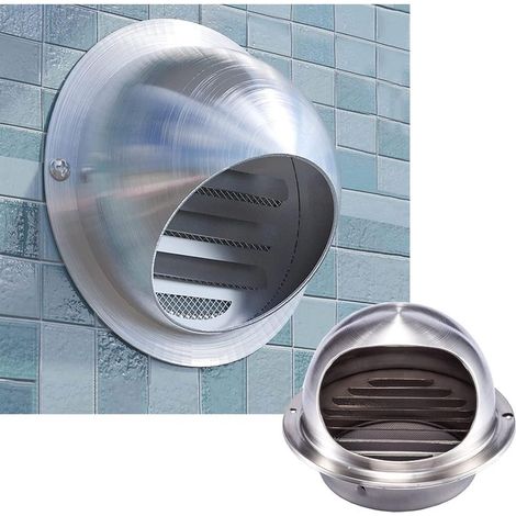 Rond Grille De Ventilation en INOX Ø 140mm, Grille Aeration D'Évacuation Murale Externe, Prise D’air Sphérique Grille D'Aération Hotte Connecter Conduit Ou Tuyau (1/5)