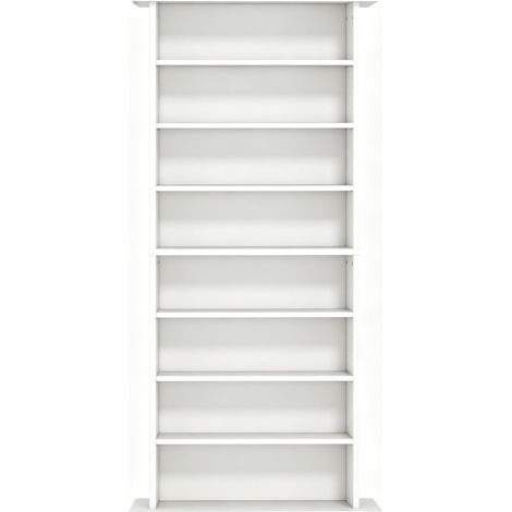 Mobile porta CD e DVD bianco con 8 vani e 6 ripiani regolabili 58 x 24 x 126,3 cm HOMVRA (1/4)