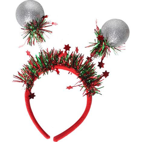 Cerchietto per capelli a forma di palla di Babbo Natale in plastica - Argento