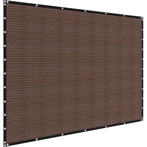 Mophorn Toldo de Sombra 305 x 366 cm Tela Parasol con Ojales de Acero Inoxidable Red de Sombreado HDPE 140 g/m² Tejido de Protección con 30 Bridas para Exteriores, Patios, Jardines, Terrazas, Marrón (1/5)