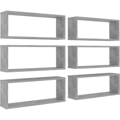 Étagères murales cube 6 pcs,Étagère flottante Gris béton Bois d’ingénierie CFW57434 (1/5)