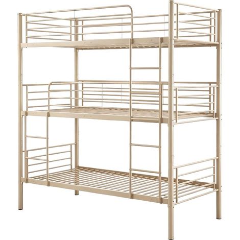 Letto a castello in metallo a tre posti "HAVIN" - 90 x 190 cm - Taupe (1/5)