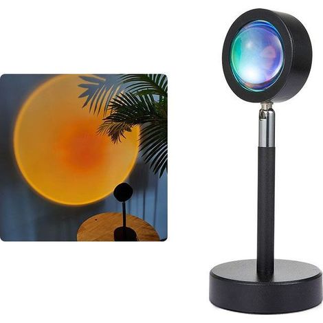 Rotation 180°Sunset Lamp,lampe sunset Red Projector Light, sunset lampe LED Light,Sunset aura,Alimenté par USB,pour décoration de la salle,de fond de lumiere chambre,Selfie/Photographie/Fête(couleur d (1/5)