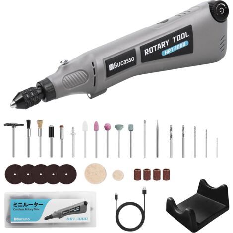 Kit d'outils rotatifs à vitesse variable avec mandrin universel 2.0 de 1/50'' 1/8'', outil rotatif sans fil lumière LED, électrique polyvalent pour le ponçage, polissage, perçage - (1/5)