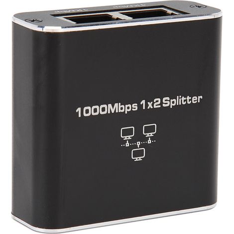 Répartiteur Ethernet 1000 Mbps 1 vers 2 compatible Cat5, Cat5e, Cat6 et Cat7. Permet de partager un port RJ45 entre deux appareils.
