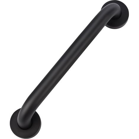 Barre de maintien antidérapante en acier inoxydable 43.5cm – Finition noire mat – Sécurise salle de bains pour personnes à mobilité réduite – Fuienko