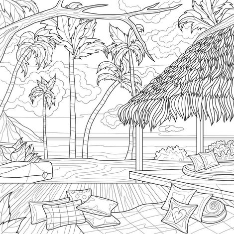 Tableau sur toile bord de mer à colorier 30x30 cm - Impression sur Toile Murale Décorative - Image imprimée en HD sur Toile - Toile sur Châssis en Bois FSC - Fabriqué en France (1/5)