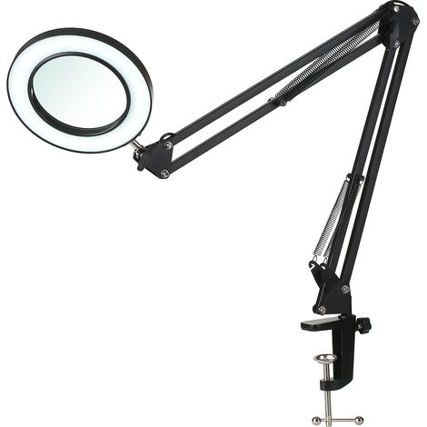 Eosnow Tomshine Flexible Klemm-Tischlampe mit 8-facher Lupe, Schwenkarm, dimmbare LEDs, Schreibtischleuchte, 3 Farbmodi und 10 Helligkeitsstufen, Lesen, Arbeiten, Lernen