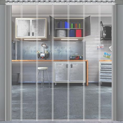 7 Pièces Rideau à Lanières PVC 91x243cm Transparent Imperméable pour Entrepôt Frigorifique Supermarché (1/5)
