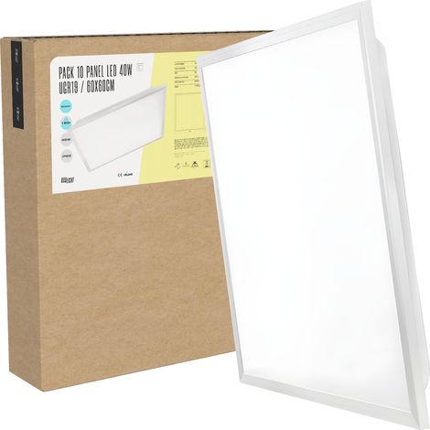 Packung 10 LED-Panel 40W 5000Lm 4200ºK 60x60Cm Hohes Lumen UGR19 60.000H [BX3-LP-40W-U19-W] (1/5)