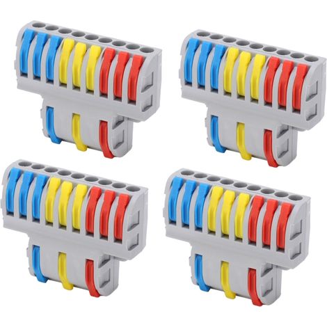 Lot de 5 connecteurs à levier et écrou de répartition de câbles, type 9 vers 3, bornier à connexion rapide SPL-93 (1/5)