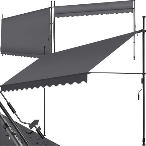 Store à pince sans perçage en polyester 350 x 180 cm gris