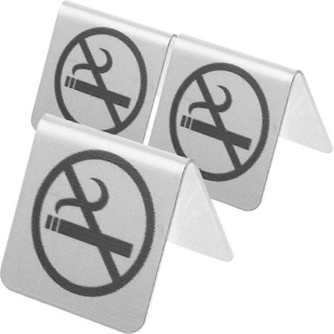 Lot de 3 panneaux de table en acier inoxydable « Interdiction de fumer », double face, pour commerces, maisons, restaurants et hôtels. (1/5)