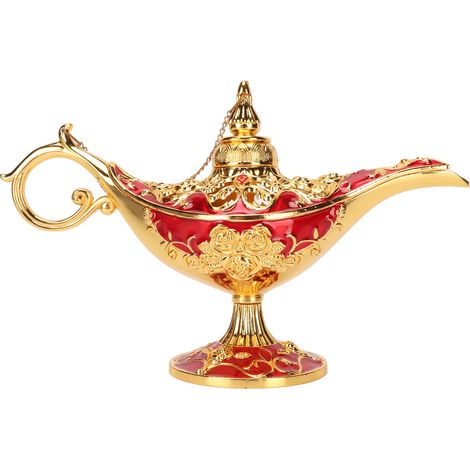 Lampe Magique Génie en Alliage - Motif en Relief Doré et Rouge, Décor Éblouissant pour Bureau ou Chambre, 22 cm (1/5)