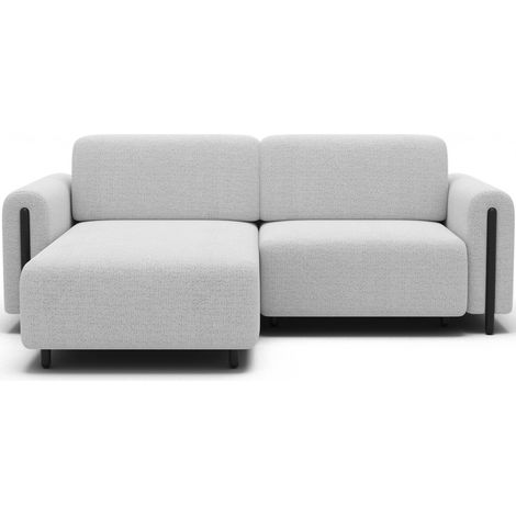 Canapé d'angle convertible ARVESSA blanc – Angle gauche avec coffre (1/5)